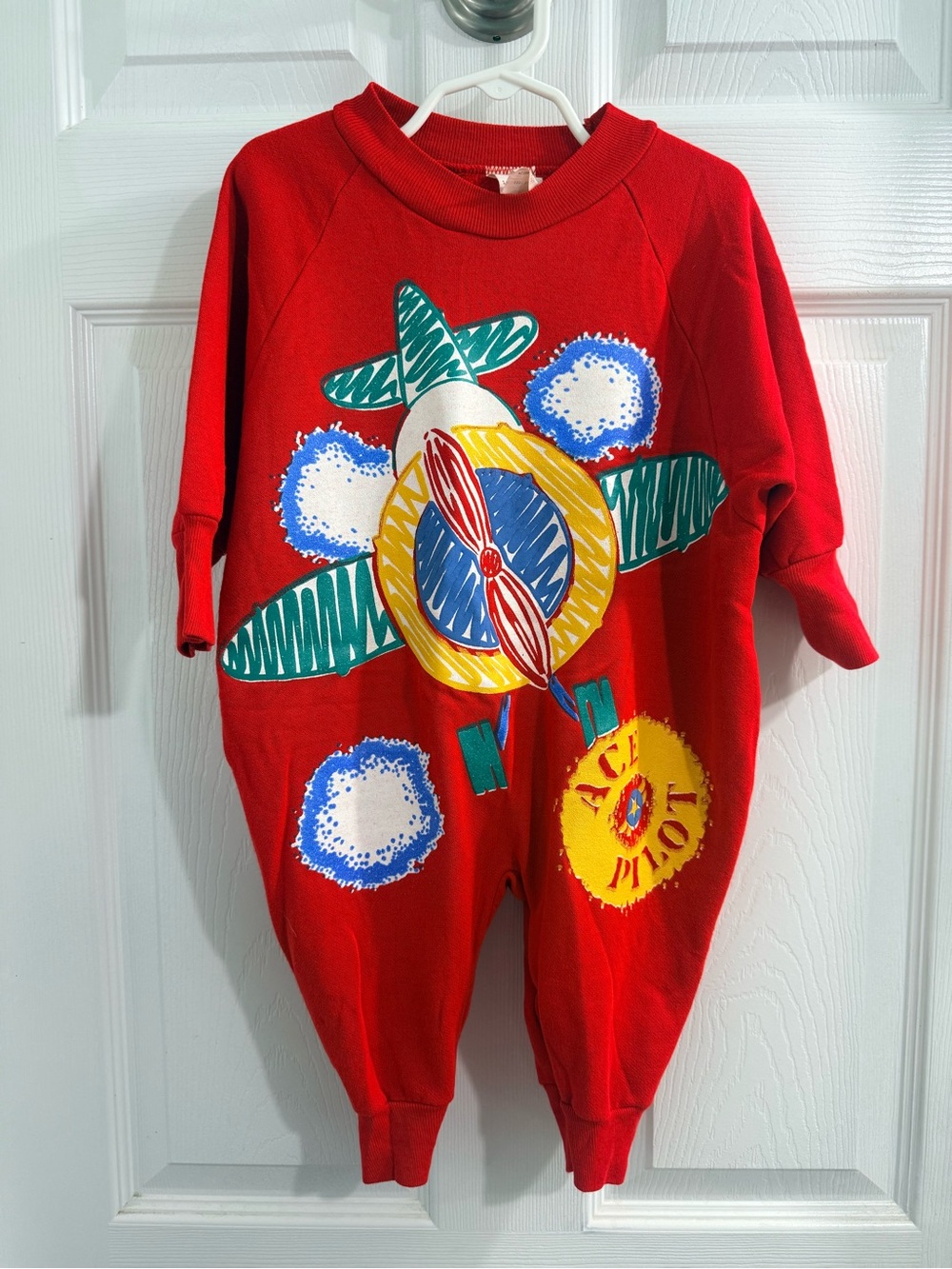 Vintage 90’s Red Airplane Oversized Romper